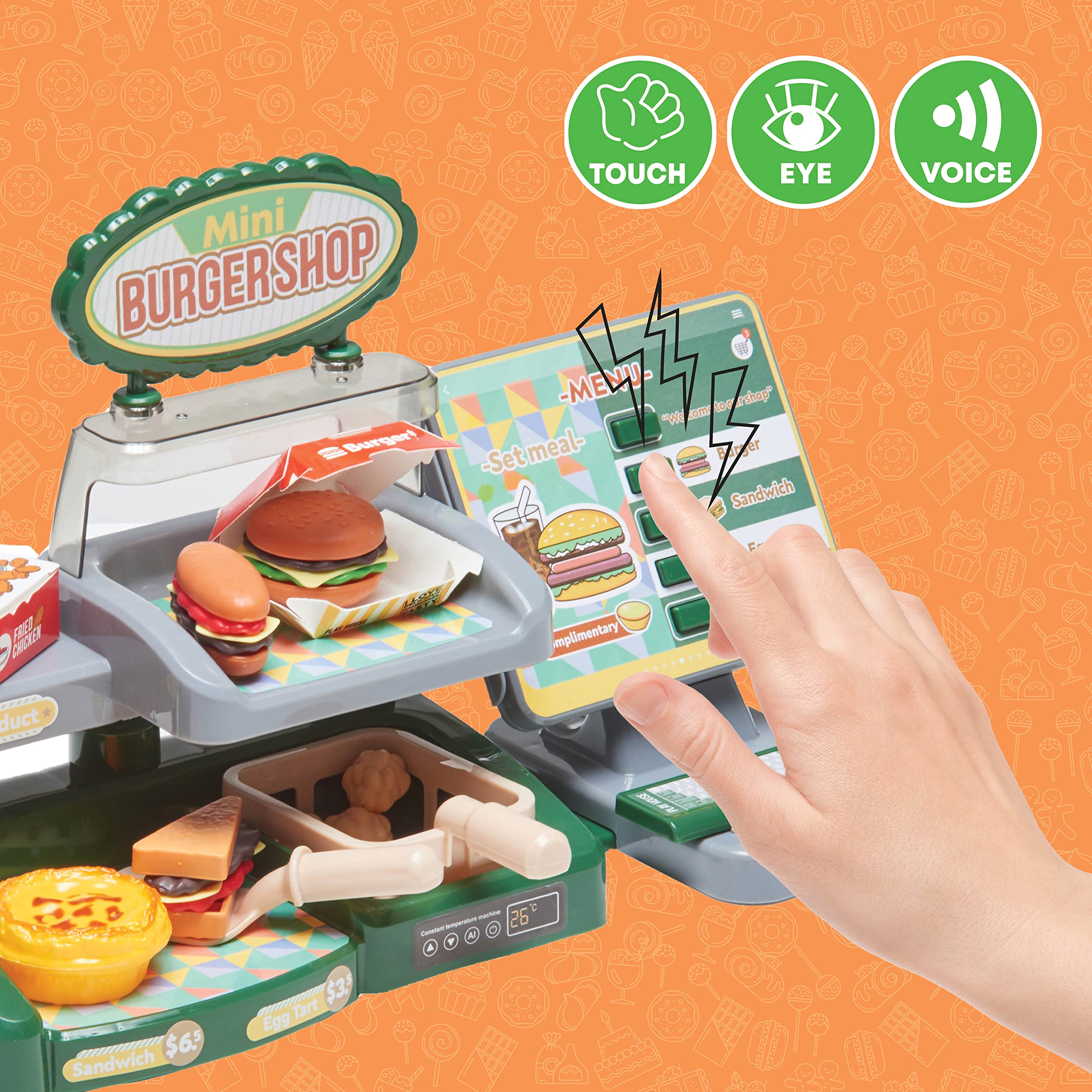 Amazon.com: Pretend Play Burger Shop with Menu Toy Set, Kids